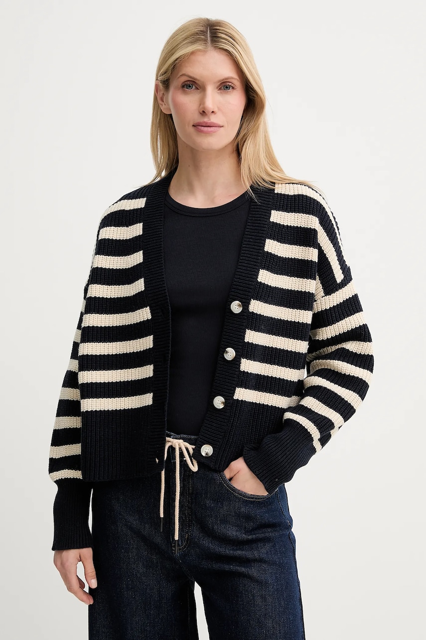 MUNTHE cardigan din amestec de lana TUPPER culoarea bleumarin, 247162324775