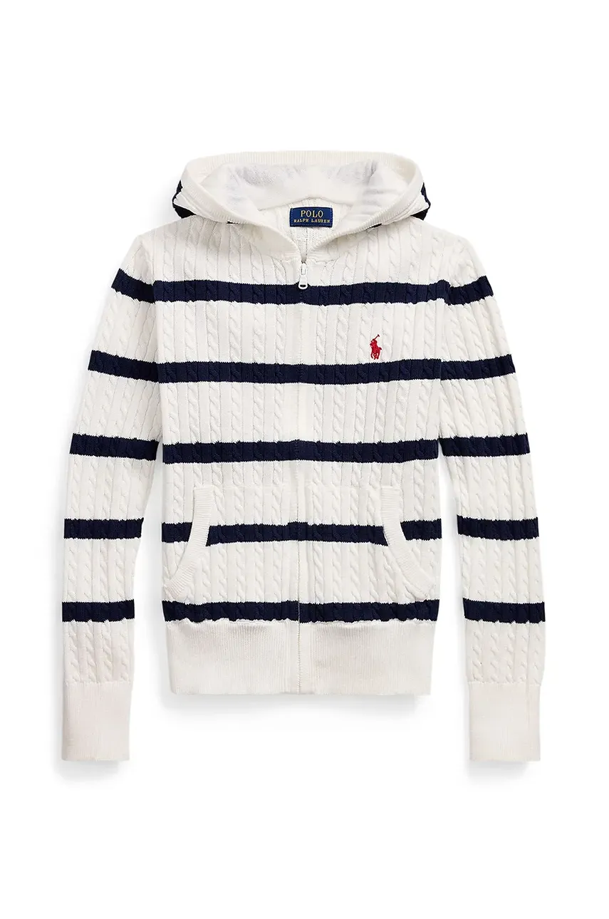 Dětský bavlněný kardigan Polo Ralph Lauren bílá barva, 313956836001