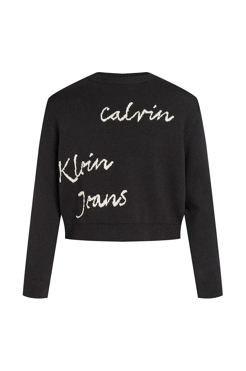 Levně Dětský svetr Calvin Klein Jeans černá barva, IG0IG02789