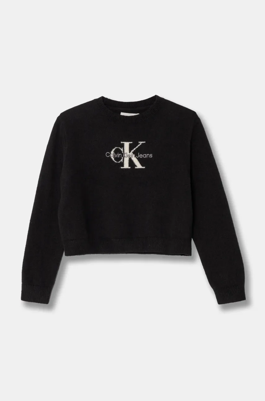 Levně Dětský svetr Calvin Klein Jeans černá barva, IG0IG02830