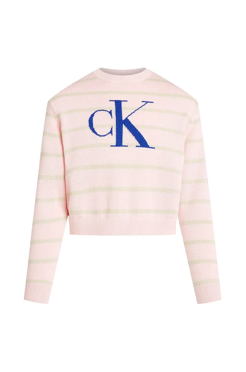 Levně Dětský svetr Calvin Klein Jeans růžová barva, IG0IG02947