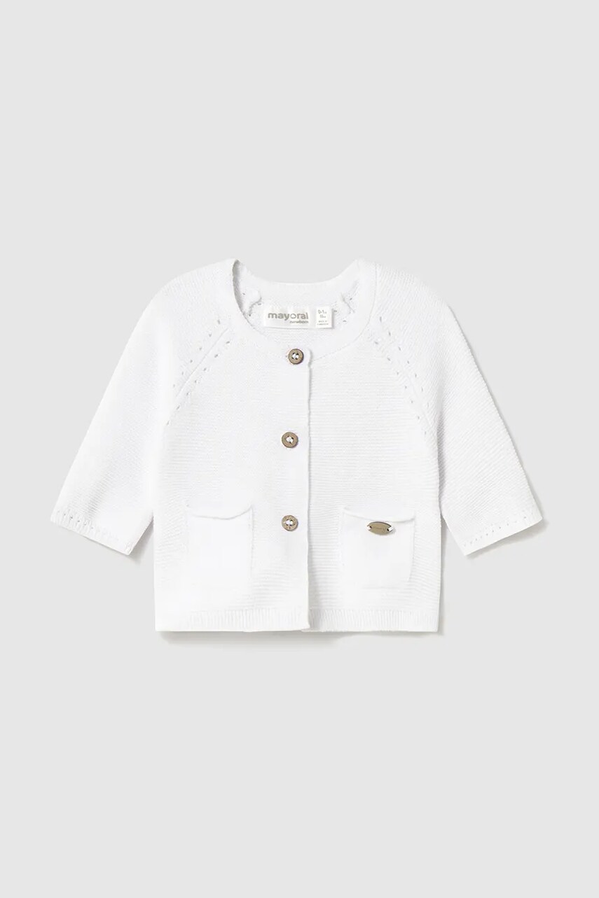 Mayoral Newborn cardigan din bumbac pentru bebelusi culoarea alb, light, 1307