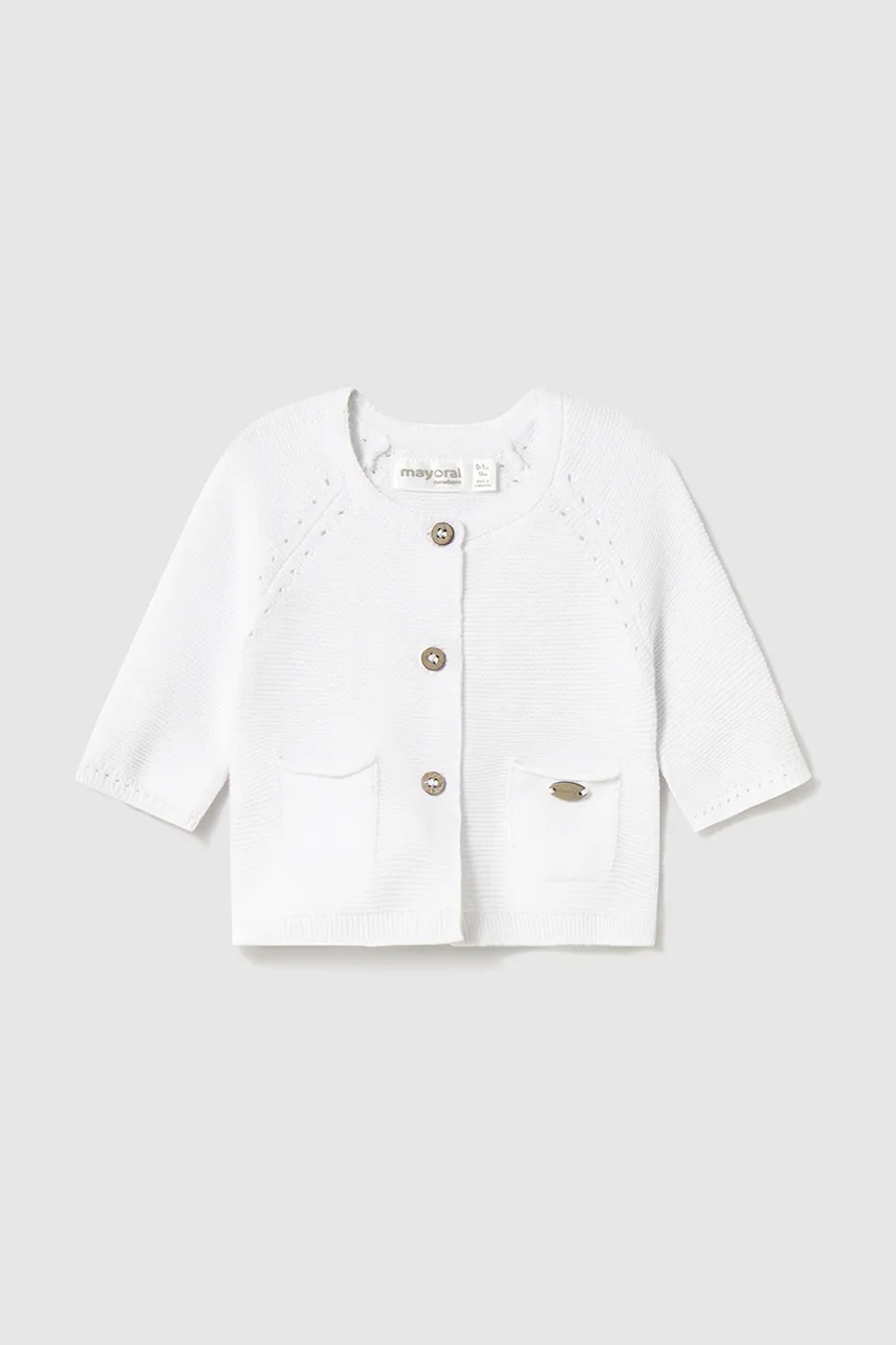 Mayoral Newborn cardigan din bumbac pentru bebeluși culoarea alb, light, 1307