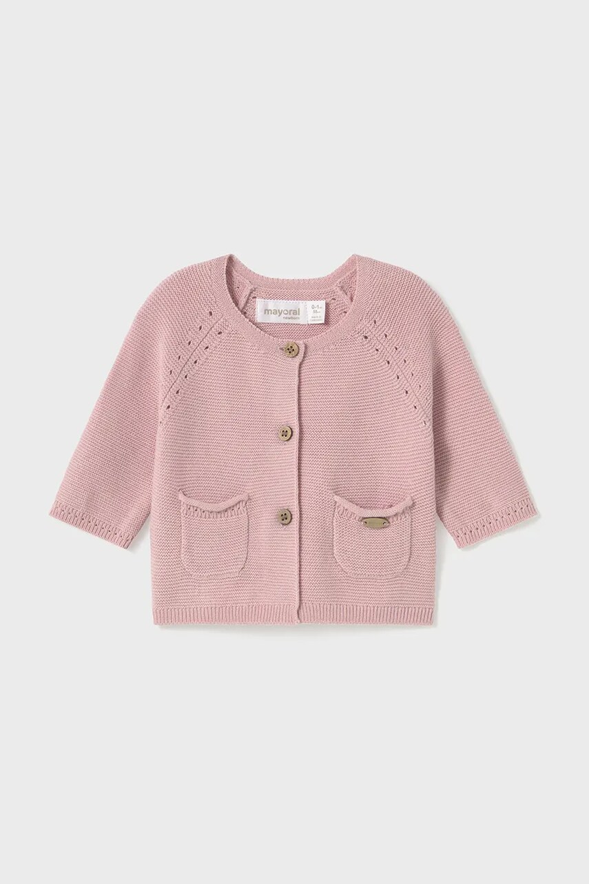 Mayoral Newborn cardigan din bumbac pentru bebeluși culoarea roz, light, 1307
