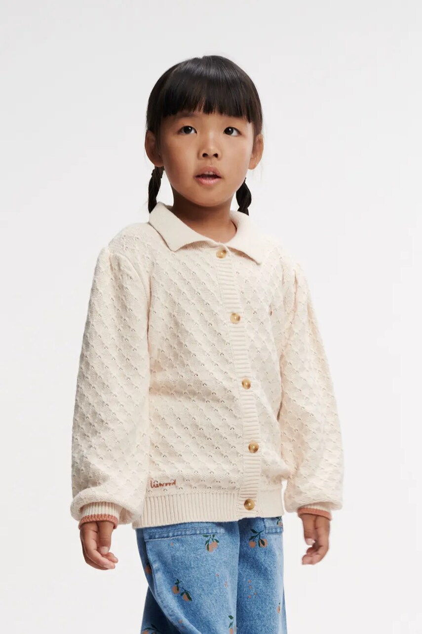 Liewood cardigan din bumbac pentru copii Jane Knit Cardigan culoarea bej, LW19948