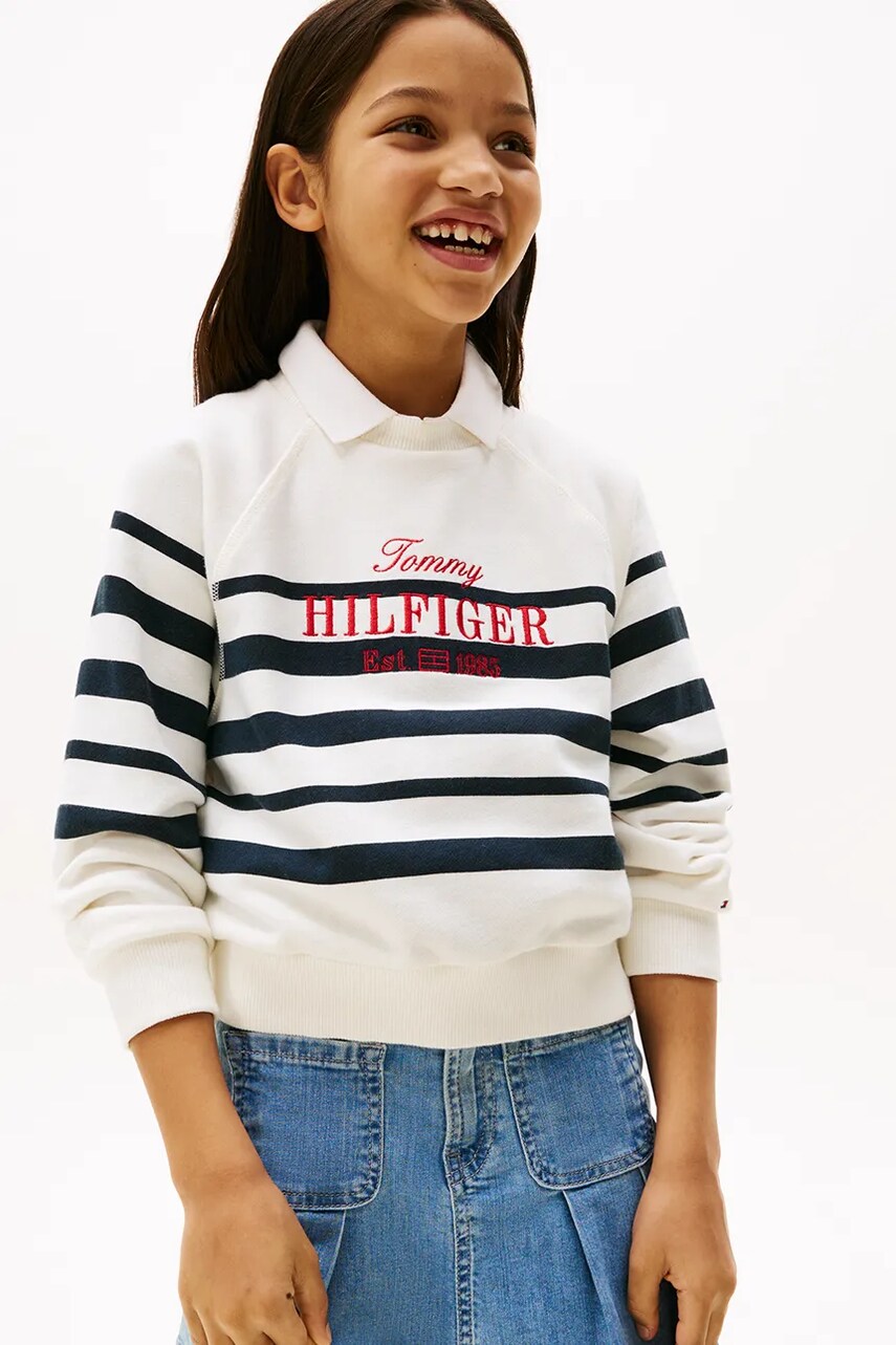 Levně Dětská mikina Tommy Hilfiger bílá barva, vzorovaná, KG0KG08452