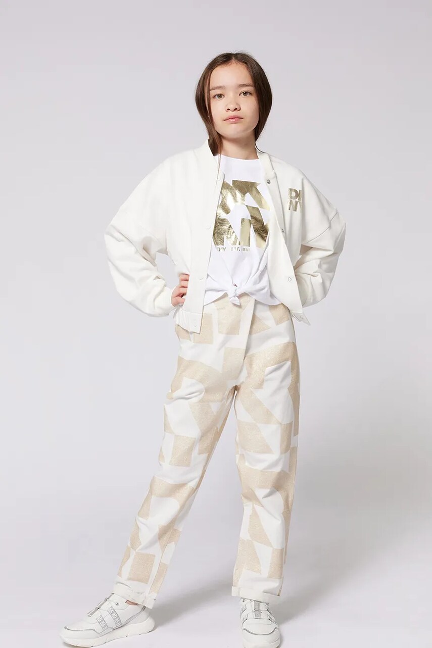 Dkny geaca bomber pentru copii culoarea alb, D62284