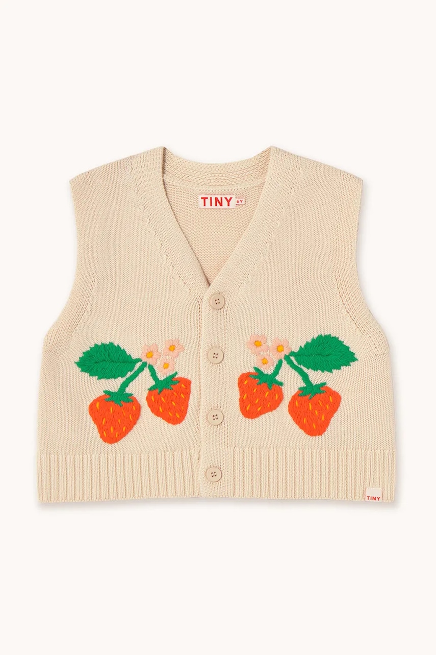 Детский жилет Tinycottons STRAWBERRIES VEST цвет бежевый SS25-304 Детский жилет Tinycottons STRAWBERRIES VEST цвет бежевый SS25-304