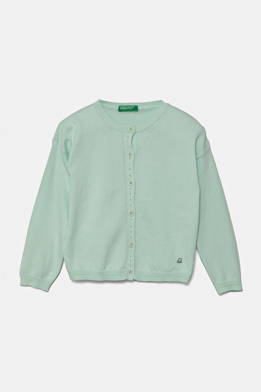 United Colors of Benetton cardigan din bumbac pentru bebeluși culoarea verde, light, 1098G500P
