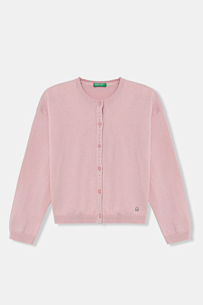 United Colors of Benetton cardigan din bumbac pentru bebeluși culoarea roz, light, 1098G500P