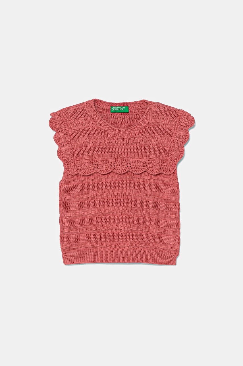 United Colors of Benetton vestă din bumbac pentru copii culoarea roz, 1077G100V United Colors of Benetton vestă din bumbac pentru copii culoarea roz, 1077G100V