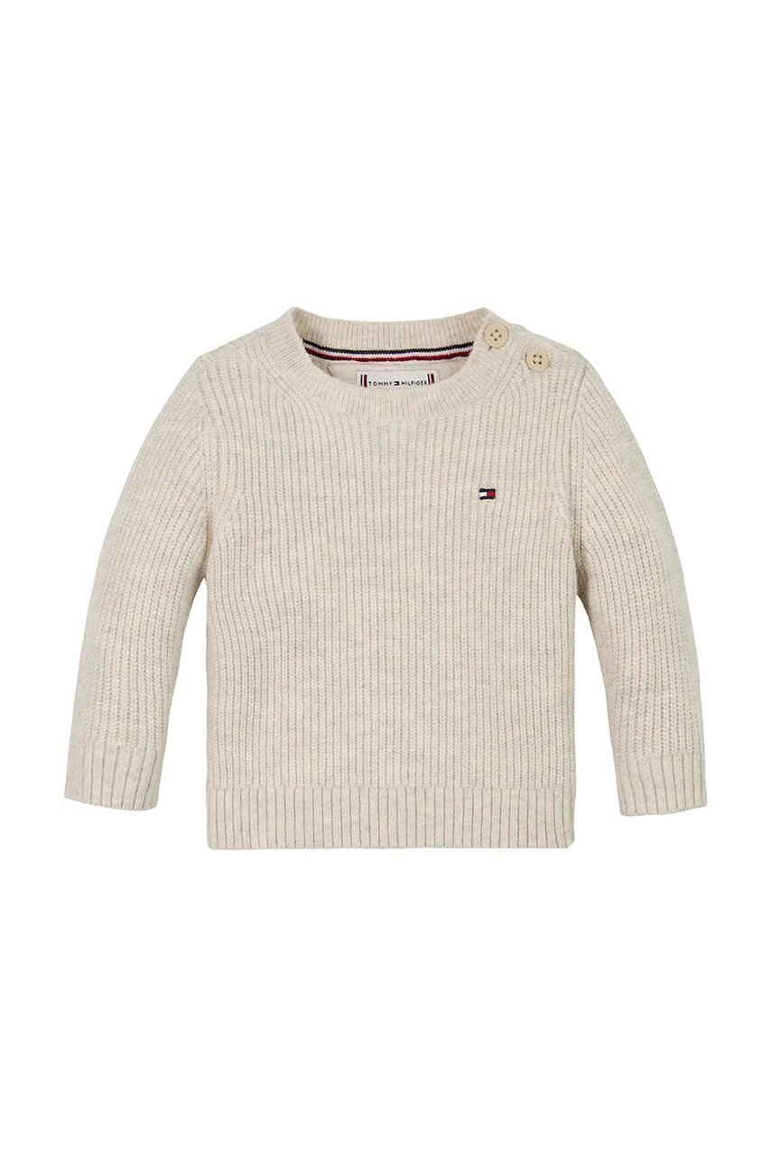 Levně Kojenecký svetr Tommy Hilfiger béžová barva, lehký, KN0KN01962