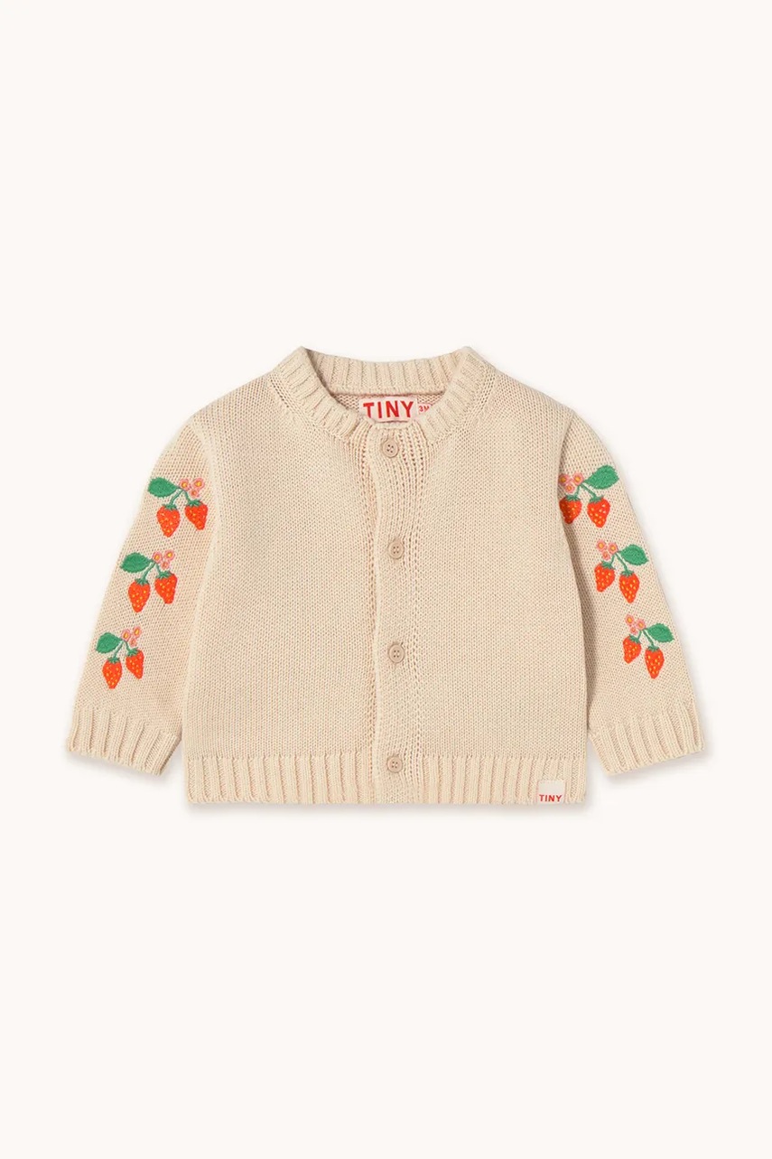 Дитячий бавовняний кардиган Tinycottons STRAWBERRIES BABY CARDIGAN колір бежевий SS25-302