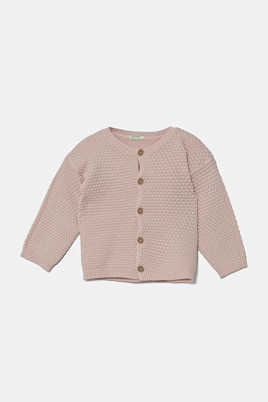 United Colors of Benetton cardigan din bumbac pentru bebeluși culoarea roz, light, 1294A500Y