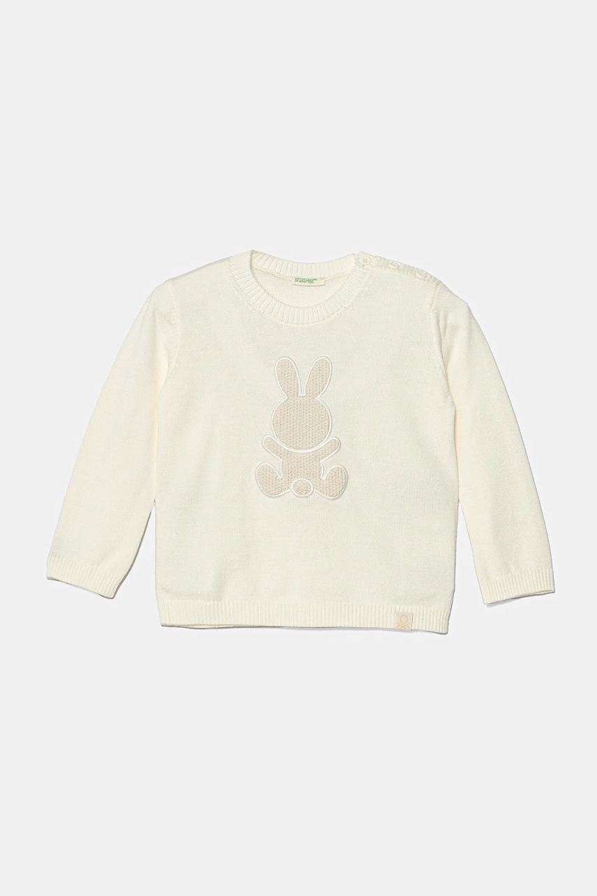 United Colors of Benetton pulover din bumbac pentru bebeluși culoarea bej, light, 10C1B101B