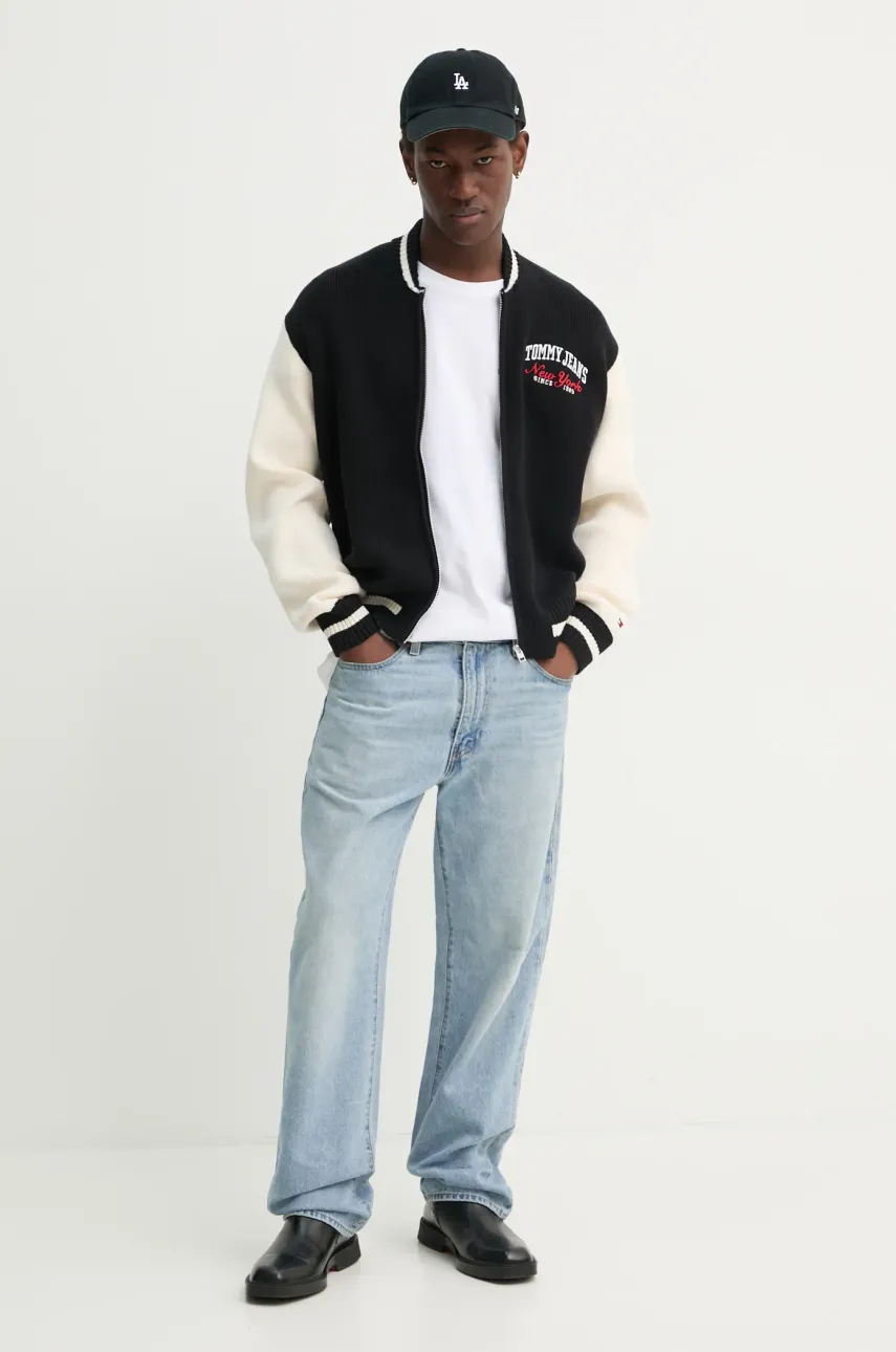 Хлопковый кардиган Tommy Jeans цвет чёрный DM0DM20306 Хлопковый кардиган Tommy Jeans цвет чёрный DM0DM20306