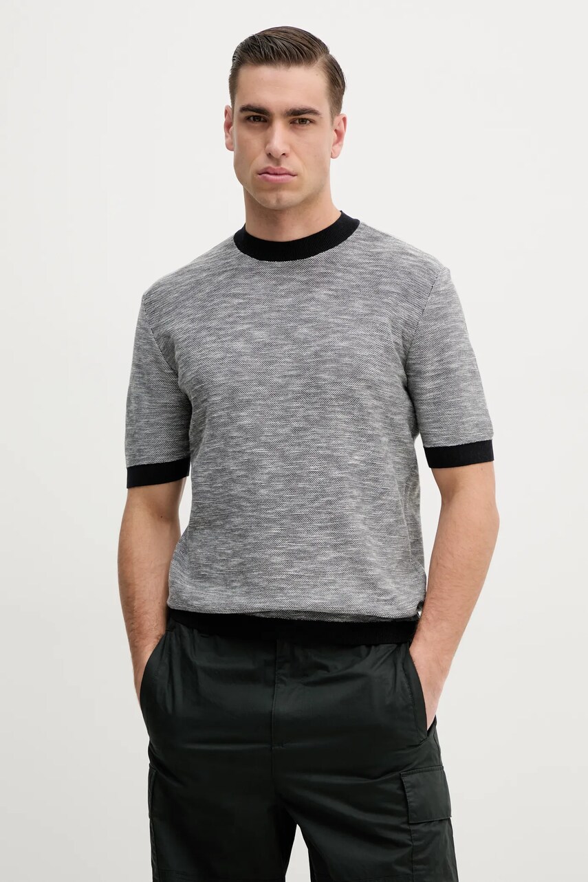 Armani Exchange tricou din bumbac barbati, culoarea albastru marin, modelator, XM000175 AF11966