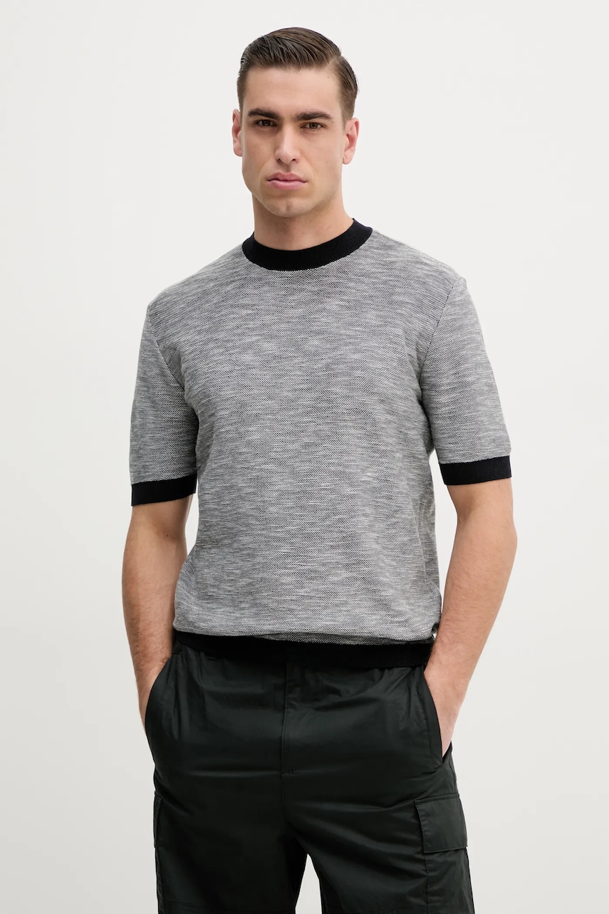 Armani Exchange tricou din bumbac barbati, culoarea albastru marin, modelator, XM000175 AF11966