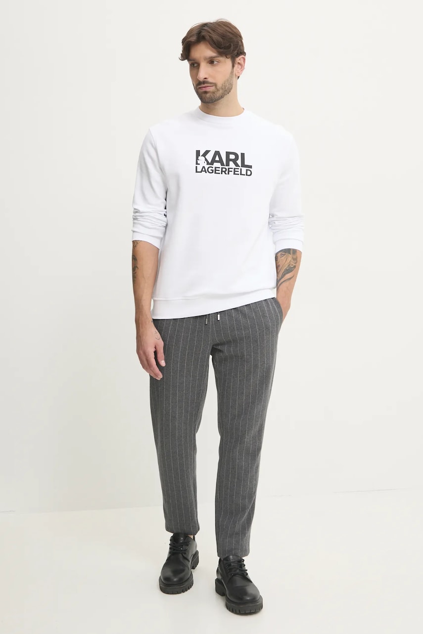Хлопковая кофта Karl Lagerfeld мужская цвет белый с принтом 551917.705091 Хлопковая кофта Karl Lagerfeld мужская цвет белый с принтом 551917.705091