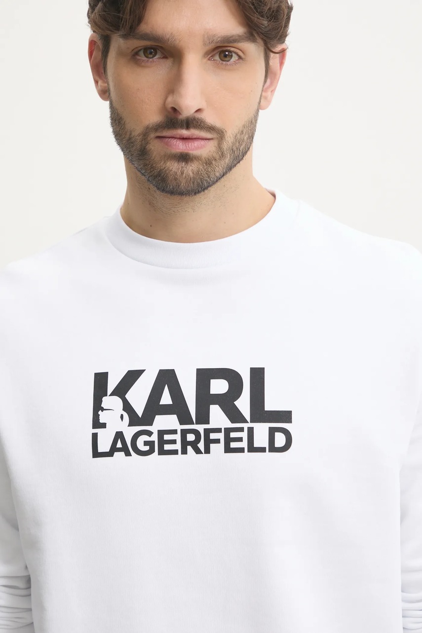 Бавовняна кофта Karl Lagerfeld чоловіча колір білий з принтом 551917.705091 
