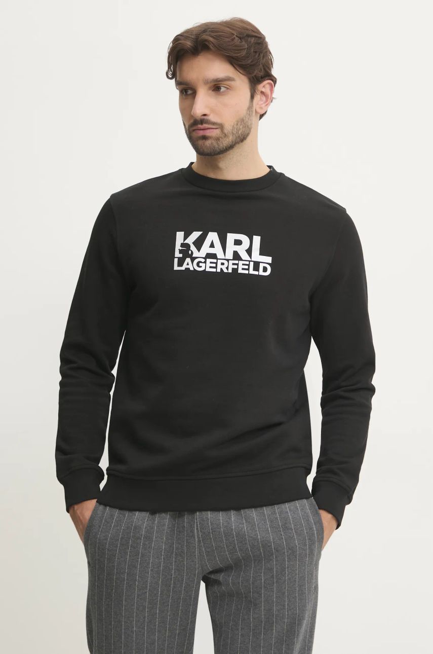 Karl Lagerfeld hanorac de bumbac barbati, culoarea negru, cu imprimeu, 551917.705091