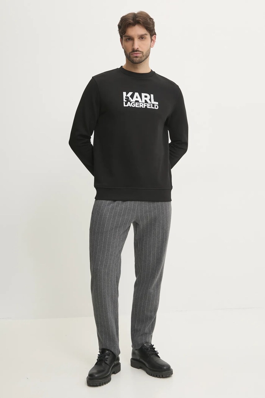 Хлопковая кофта Karl Lagerfeld мужская цвет чёрный с принтом 551917.705091 Хлопковая кофта Karl Lagerfeld мужская цвет чёрный с принтом 551917.705091