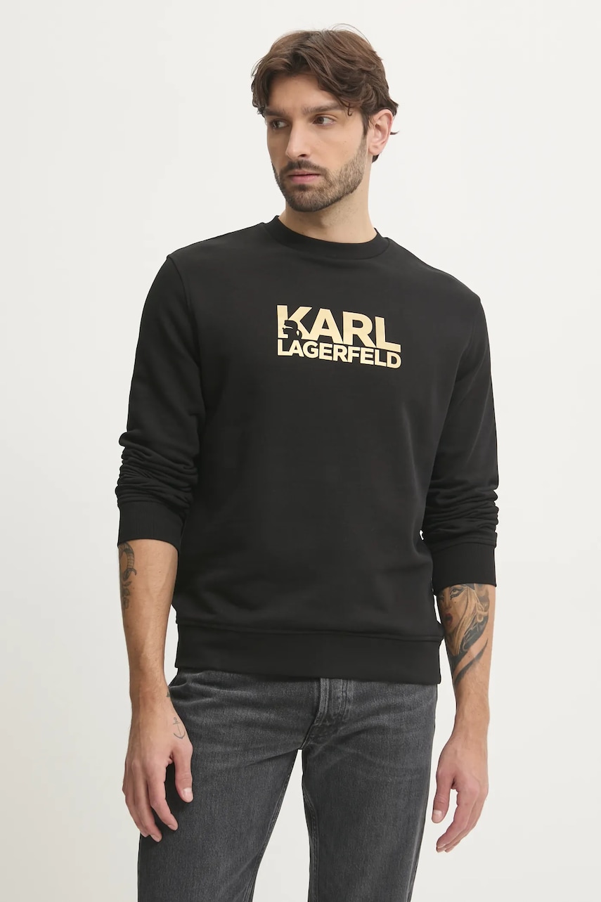 Karl Lagerfeld hanorac de bumbac barbati, culoarea negru, cu imprimeu, 551917.705091
