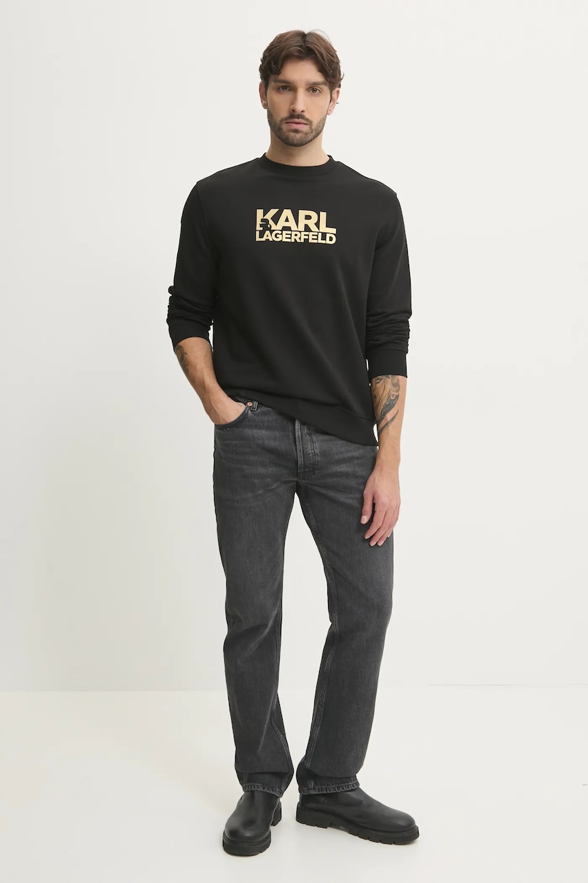 Хлопковая кофта Karl Lagerfeld мужская цвет чёрный с принтом 551917.705091 Хлопковая кофта Karl Lagerfeld мужская цвет чёрный с принтом 551917.705091