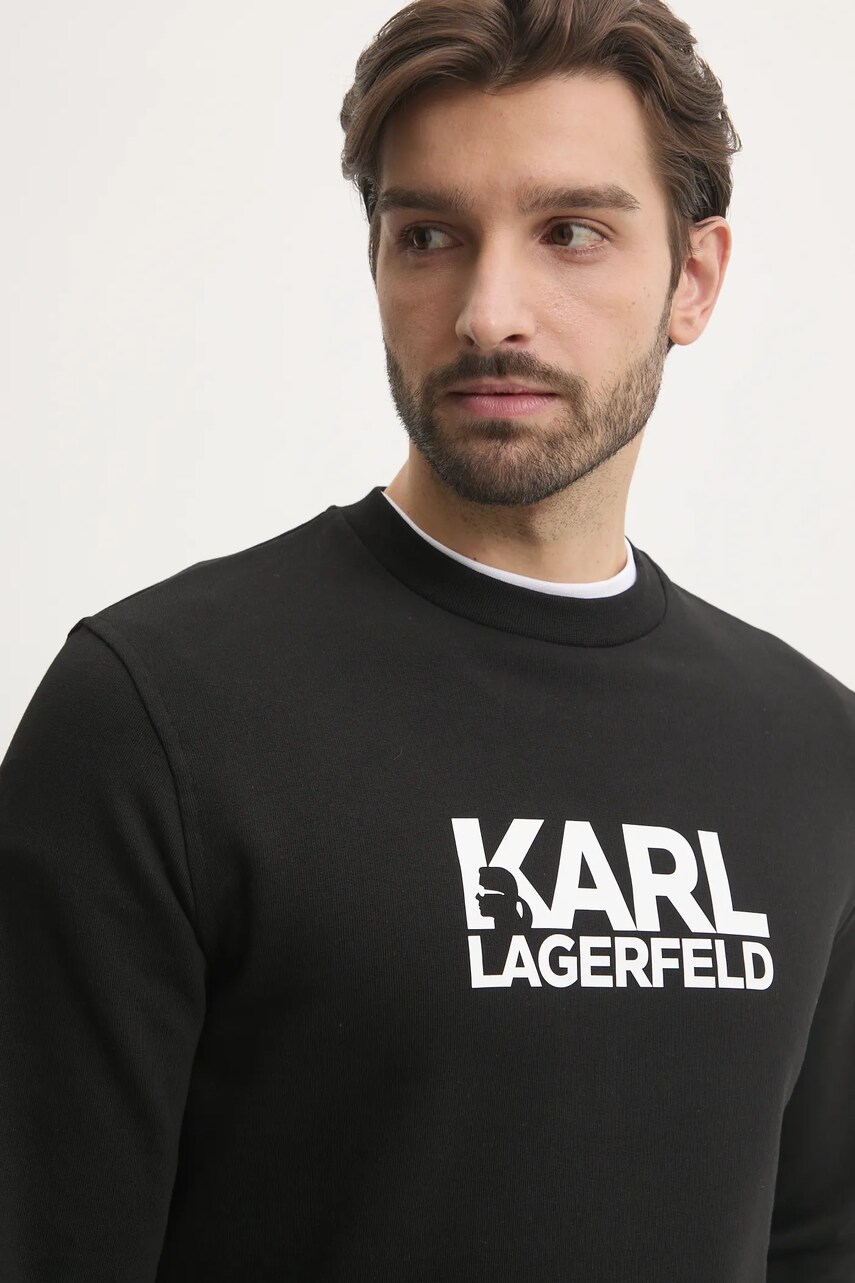 Karl Lagerfeld hanorac de bumbac barbati, culoarea negru, cu imprimeu, 551917.705091
