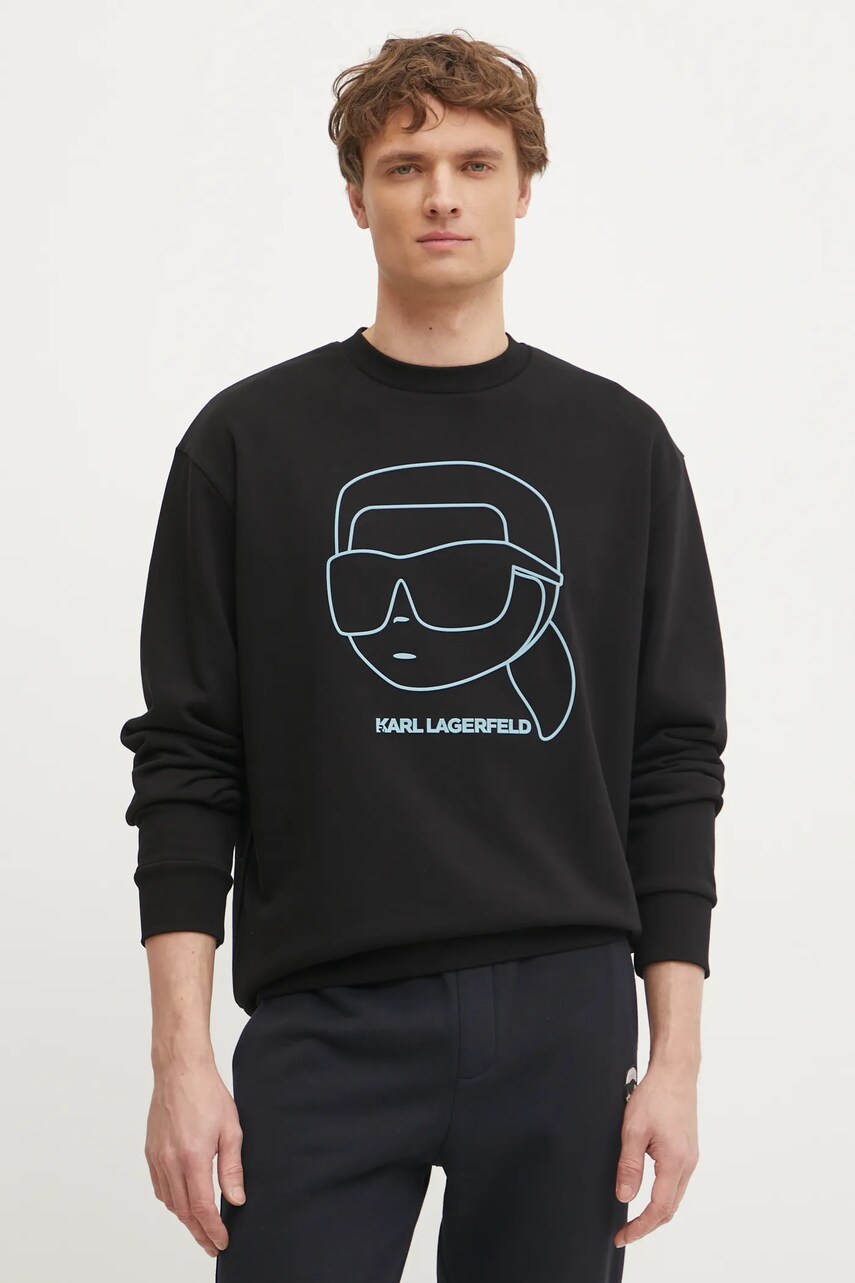 Karl Lagerfeld bluza barbati, culoarea negru, cu imprimeu, 551900.705176