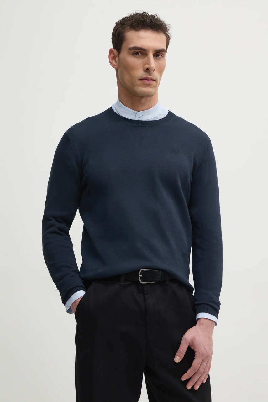 Karl Lagerfeld pulover de bumbac barbati, culoarea albastru marin, light, 551301.655088