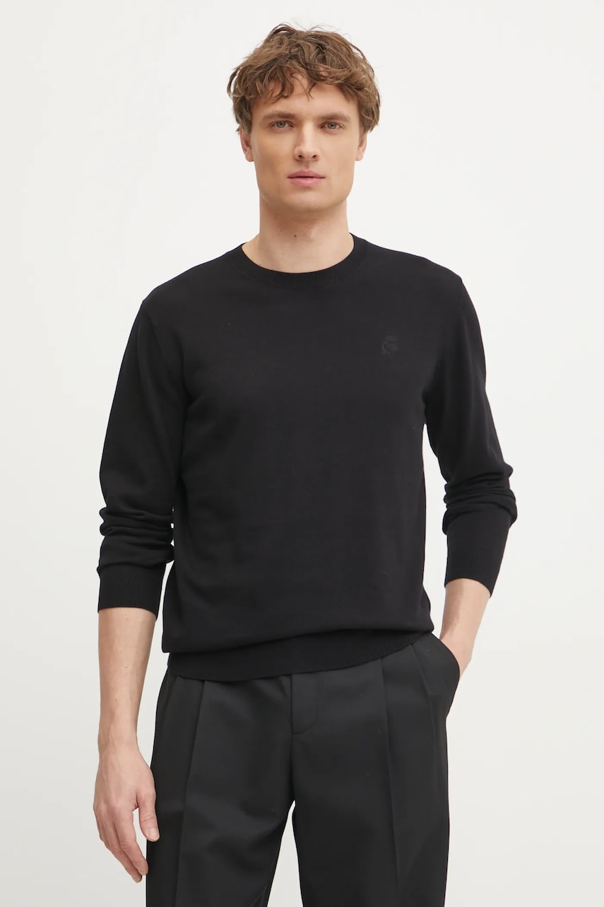 Karl Lagerfeld pulover de bumbac barbati, culoarea negru, light, 551301.655088 Karl Lagerfeld pulover de bumbac barbati, culoarea negru, light, 551301.655088