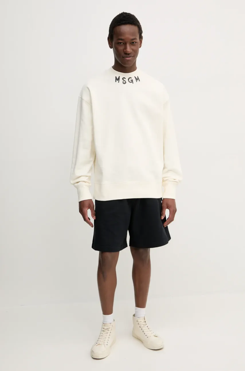 Хлопковая кофта MSGM мужская цвет бежевый с принтом 3840MM103.257000 Хлопковая кофта MSGM мужская цвет бежевый с принтом 3840MM103.257000