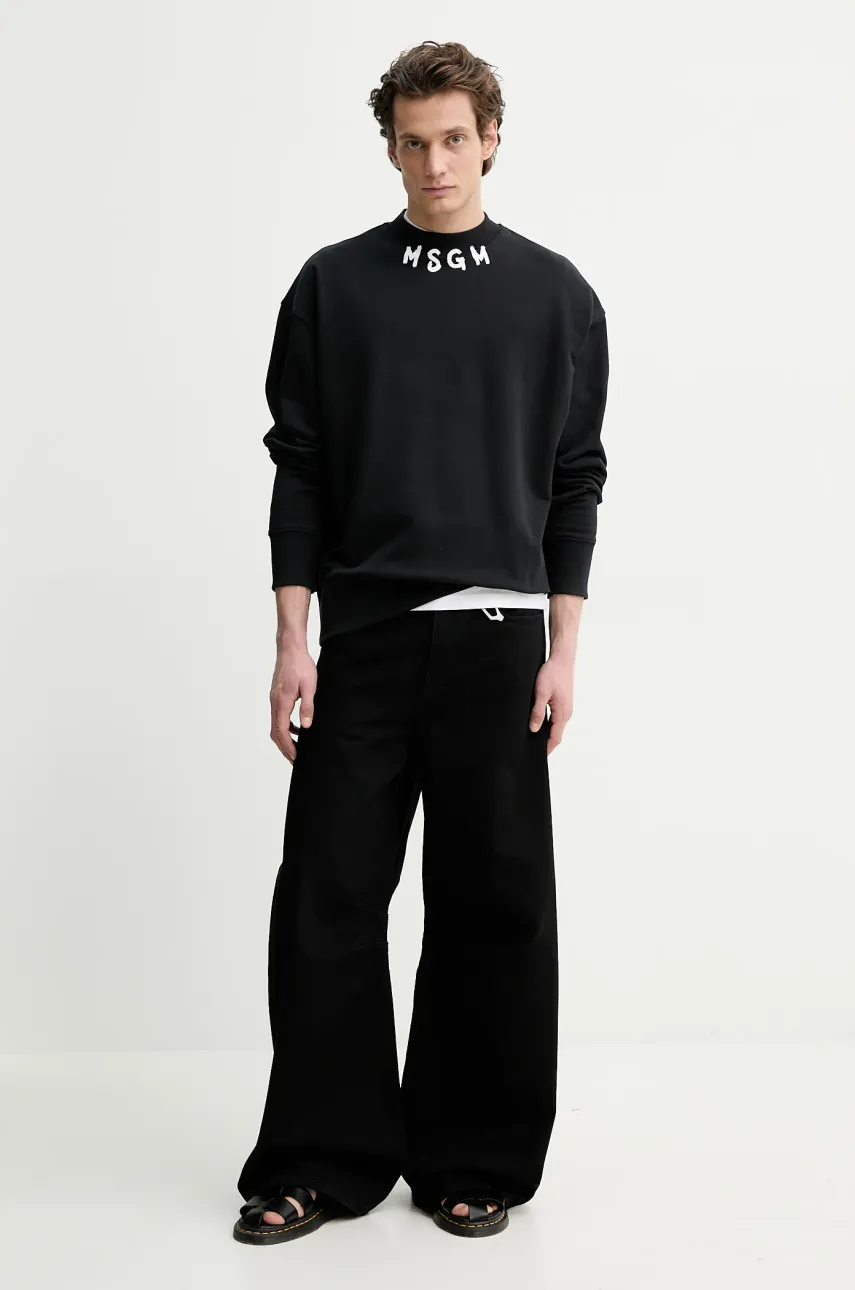 Хлопковая кофта MSGM мужская цвет чёрный с принтом 3840MM103.257000 Хлопковая кофта MSGM мужская цвет чёрный с принтом 3840MM103.257000