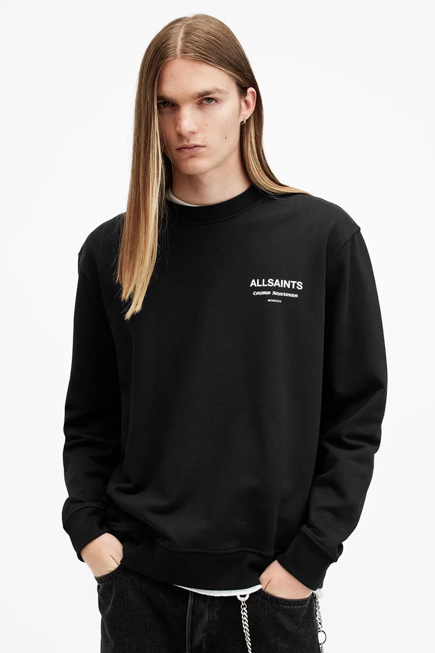 AllSaints hanorac de bumbac SANCTUM barbati, culoarea negru, cu imprimeu, M028NB