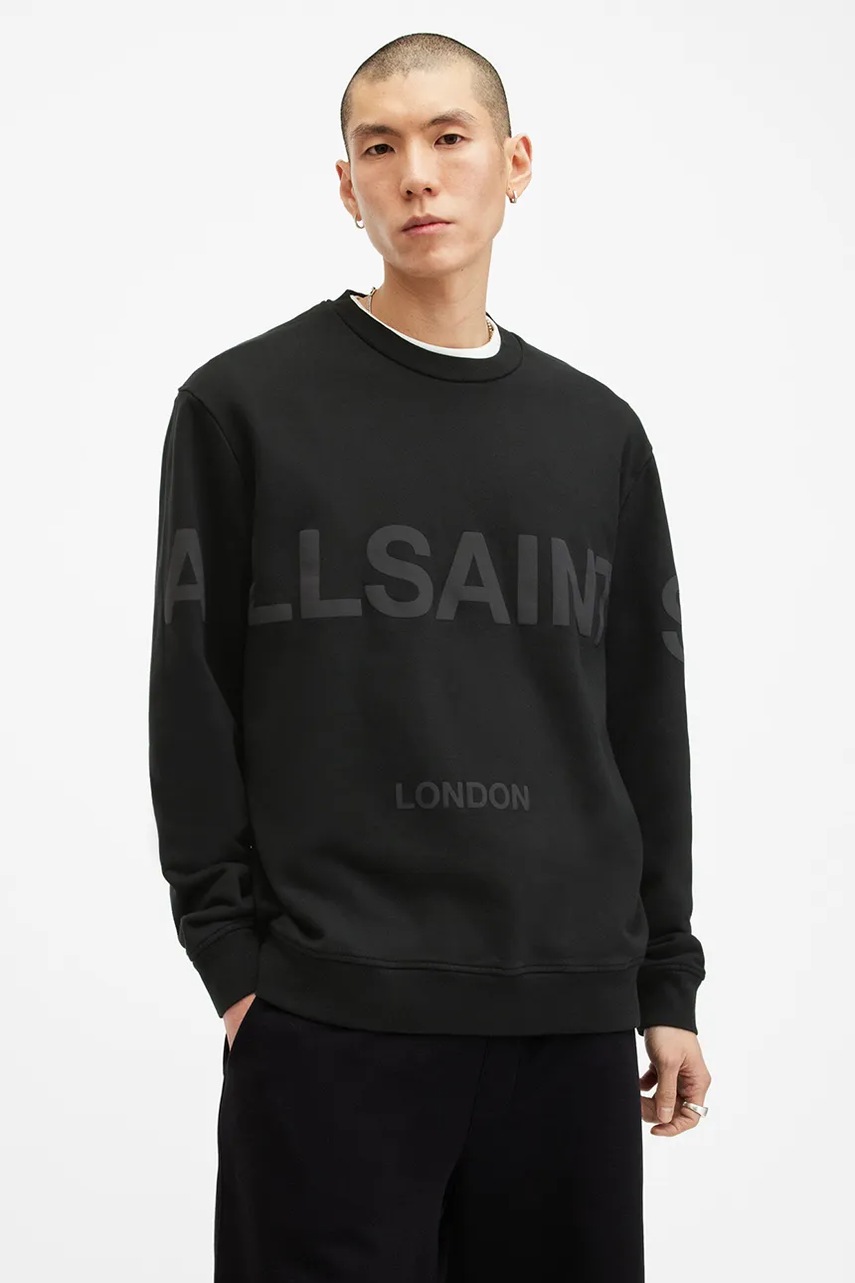 Бавовняна кофта AllSaints BIGGY чоловічий колір чорний з принтом M029NA 