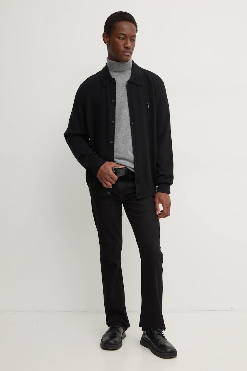 Шерстяной кардиган AllSaints KILBURN цвет чёрный M088KB Шерстяной кардиган AllSaints KILBURN цвет чёрный M088KB