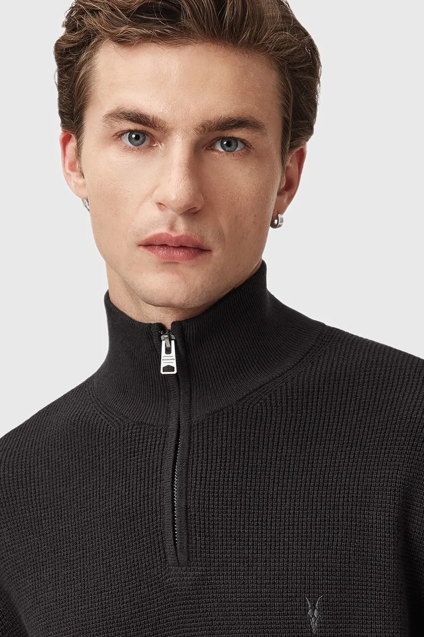 Свитер с добавлением шерсти AllSaints ASPEN цвет серый с полугольфом M090KB