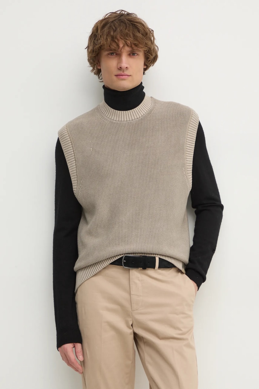Levně Svetr Calvin Klein Jeans pánský, béžová barva, J30J326744