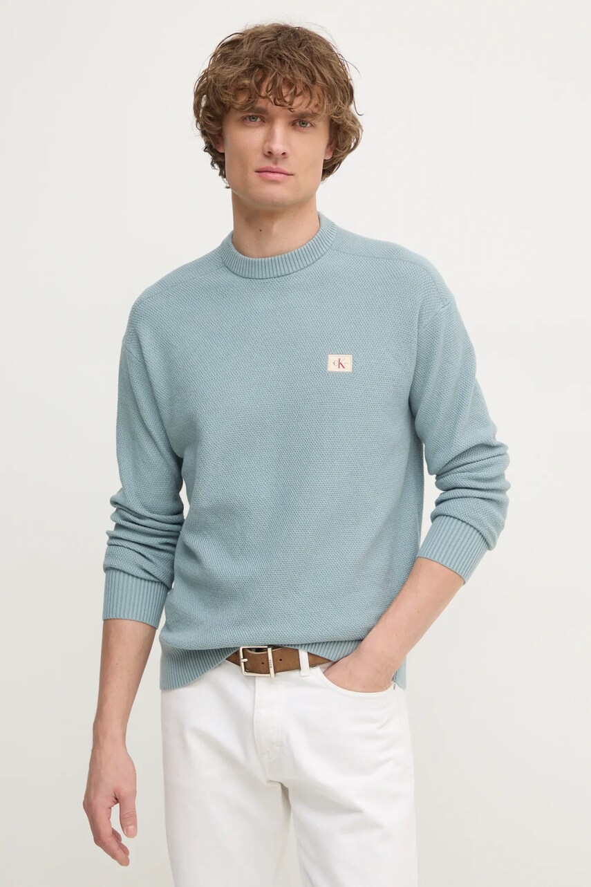 Levně Svetr Calvin Klein Jeans pánský, modrá barva, J30J326746