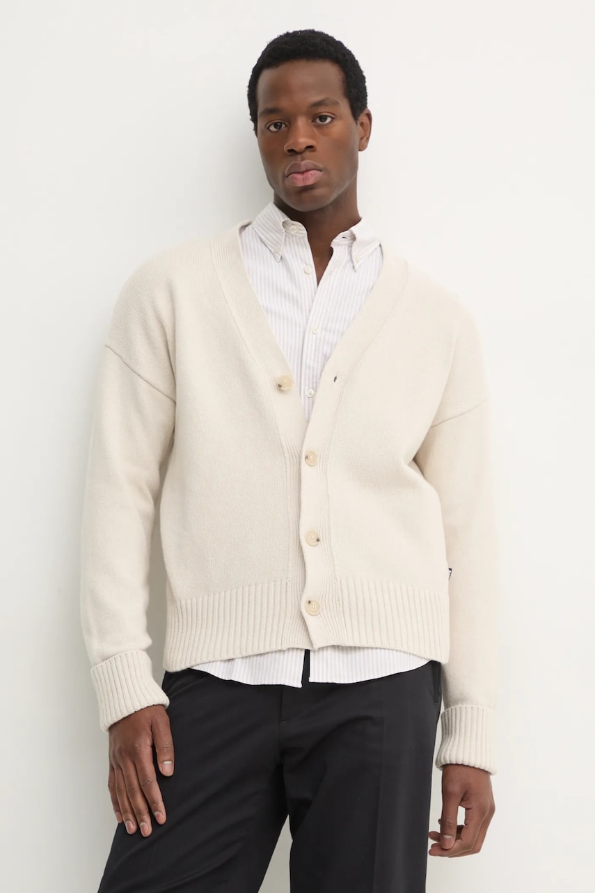 BOSS cardigan din amestec de lână culoarea bej, 50531158 BOSS cardigan din amestec de lână culoarea bej, 50531158