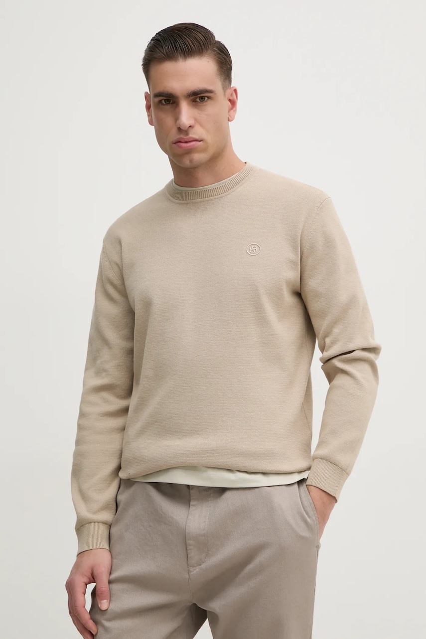 BOSS pulover de bumbac barbati, culoarea bej, light, 50531574