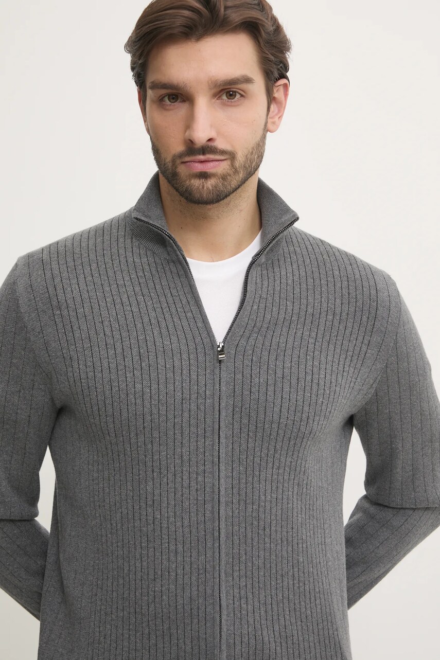 BOSS cardigan din bumbac culoarea gri, 50534403