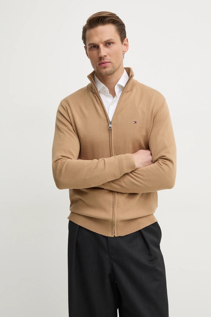 Levně Bavlněný svetr Tommy Hilfiger béžová barva, MW0MW36517
