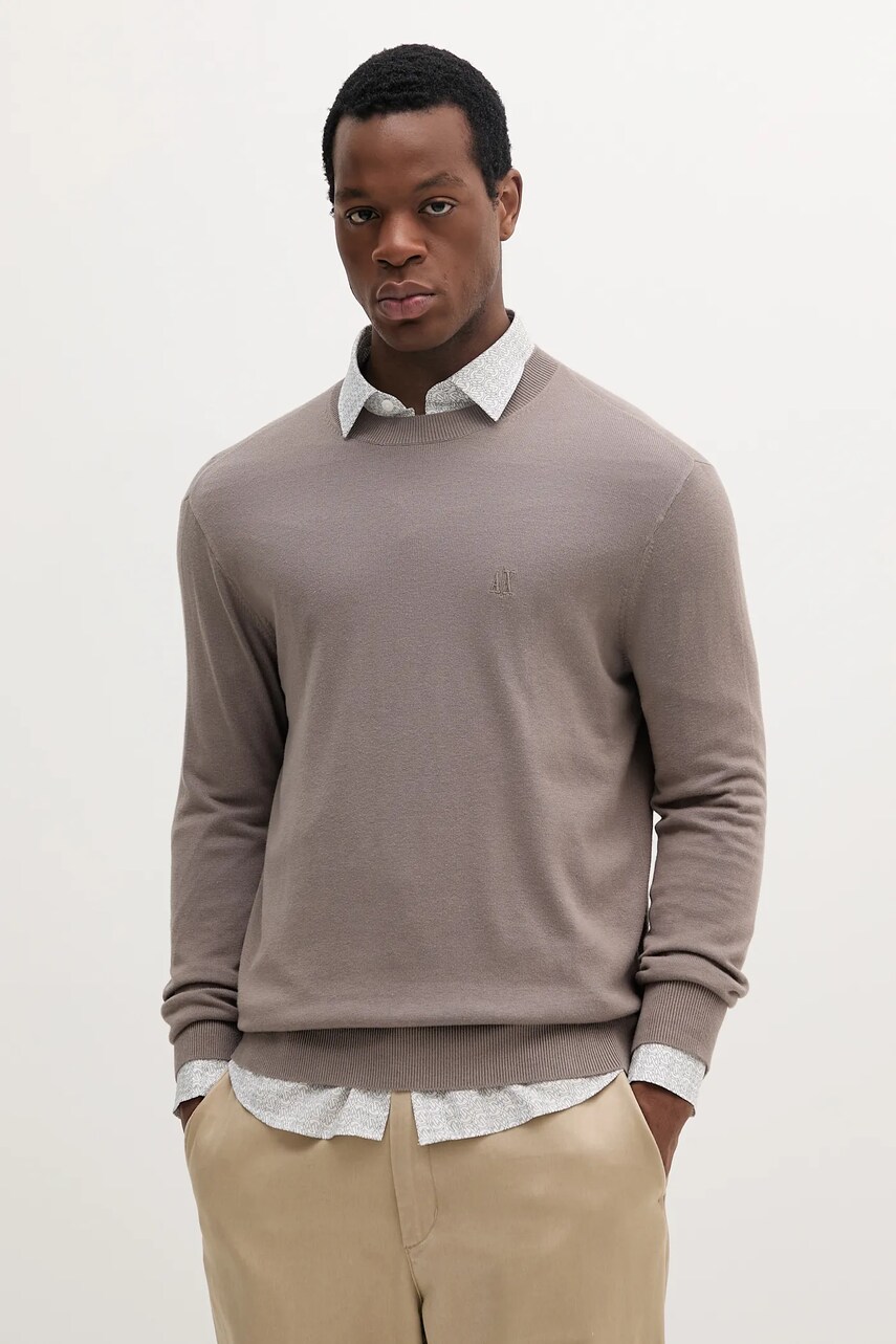 Armani Exchange pulover din amestec de matase barbati, culoarea bej, light, XM000338 AF12291
