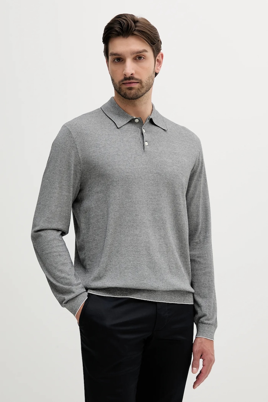 Armani Exchange longsleeve din bumbac culoarea gri, cu imprimeu, XM000695 AF12933