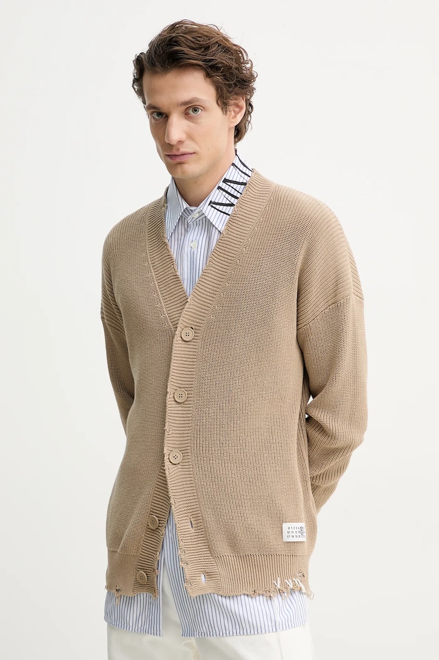 MM6 Maison Margiela cardigan din bumbac culoarea bej, SH0HP0008