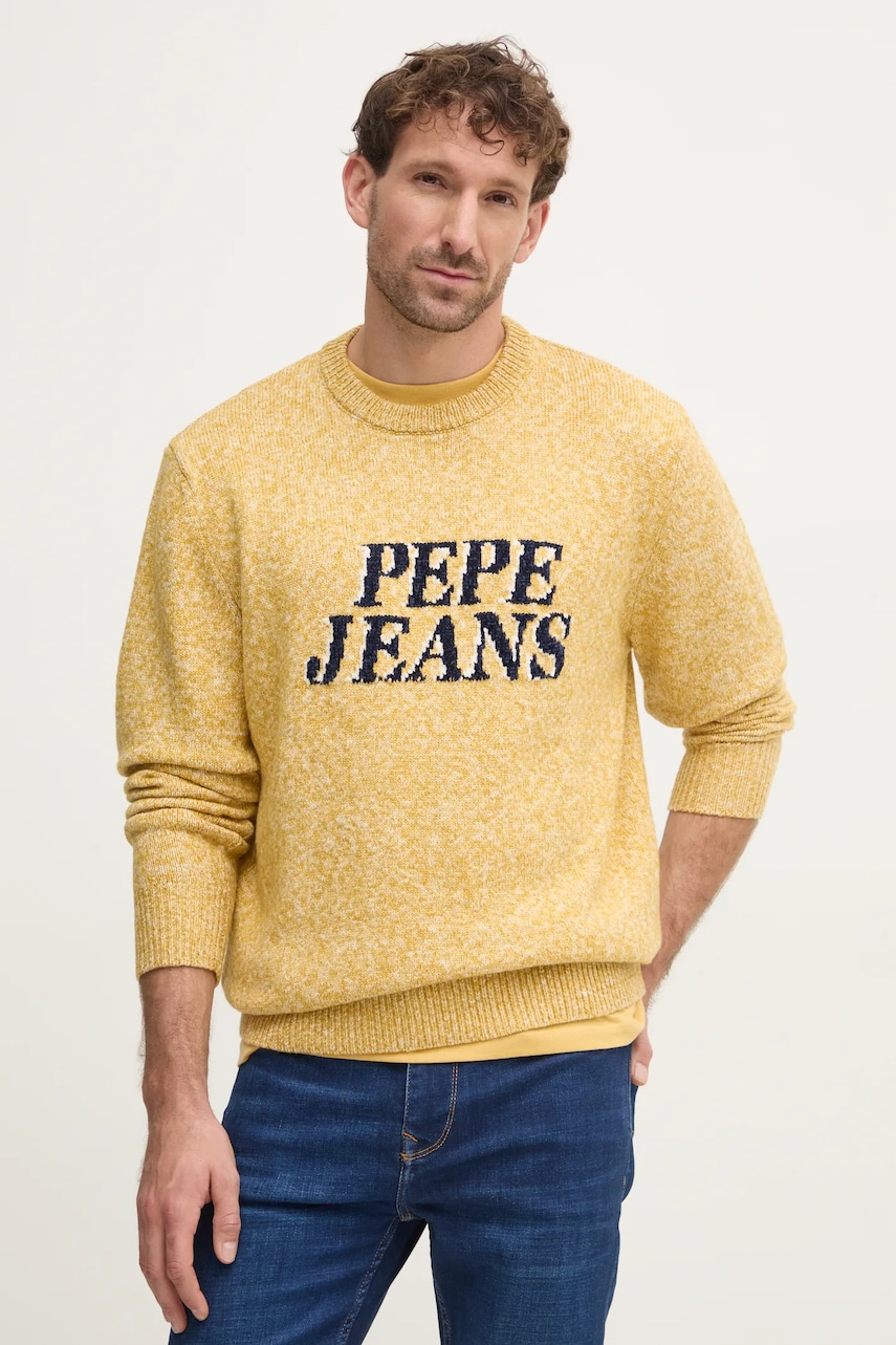 Pepe Jeans pulover din amestec de lana LUKA barbati, culoarea galben, PM702499 Pepe Jeans pulover din amestec de lana LUKA barbati, culoarea galben, PM702499