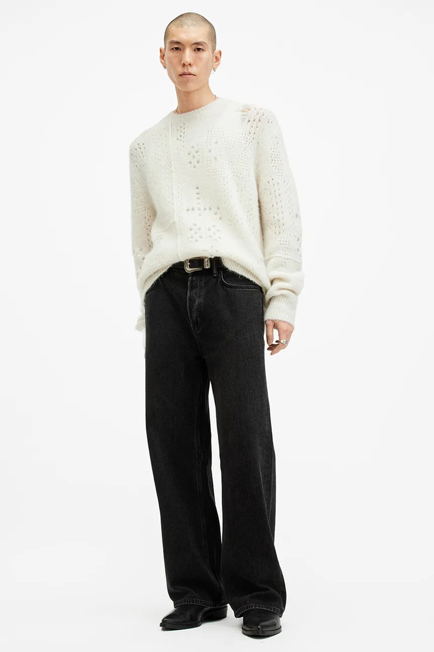 Вовняний светр AllSaints HADWIN чоловічий колір білий теплий M046KB 