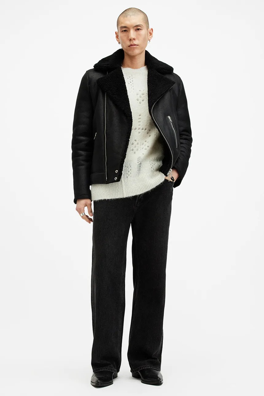 Вовняний светр AllSaints HADWIN чоловічий колір білий теплий M046KB 